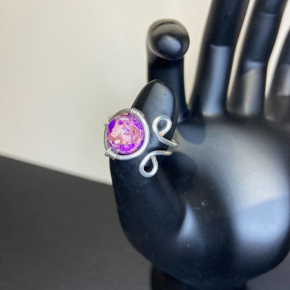 Stunning Purple Imperial Jasper (Gemstone) Wire Wrapped Ring Size 7 - Picture 9 of 11